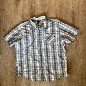 Gorpcore Outdoor Marmot Gray Plaid Casual Button Down Shirt XXL